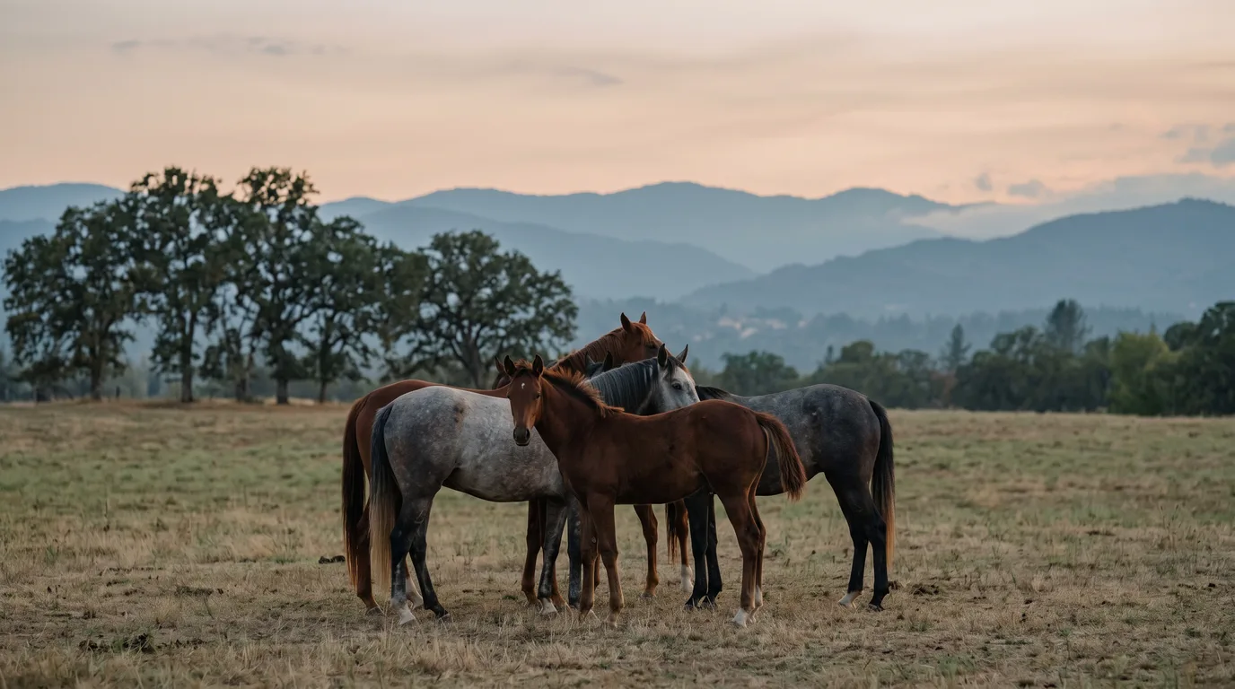 Chevaux en liberté, Domaine équestre L'Authentique, Loire